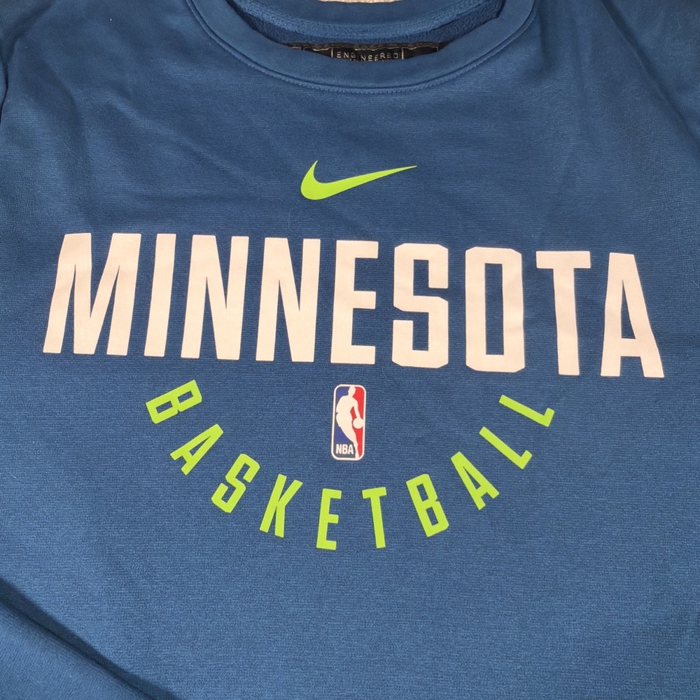 Nike NBA Minnesota‎ Timberwolves Mens Pullover Long Tail Sweatshirt Large Tall - Picture 2 of 9